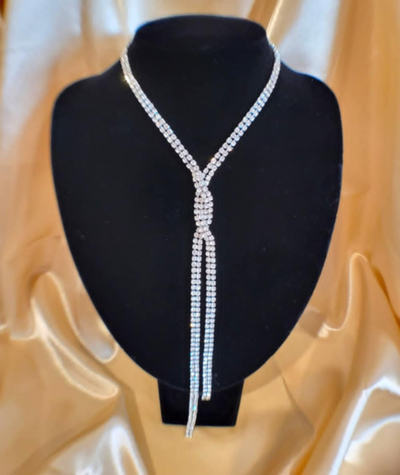 Rhinestone Tie Necklace