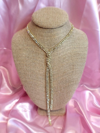 Rhinestone Tie Necklace