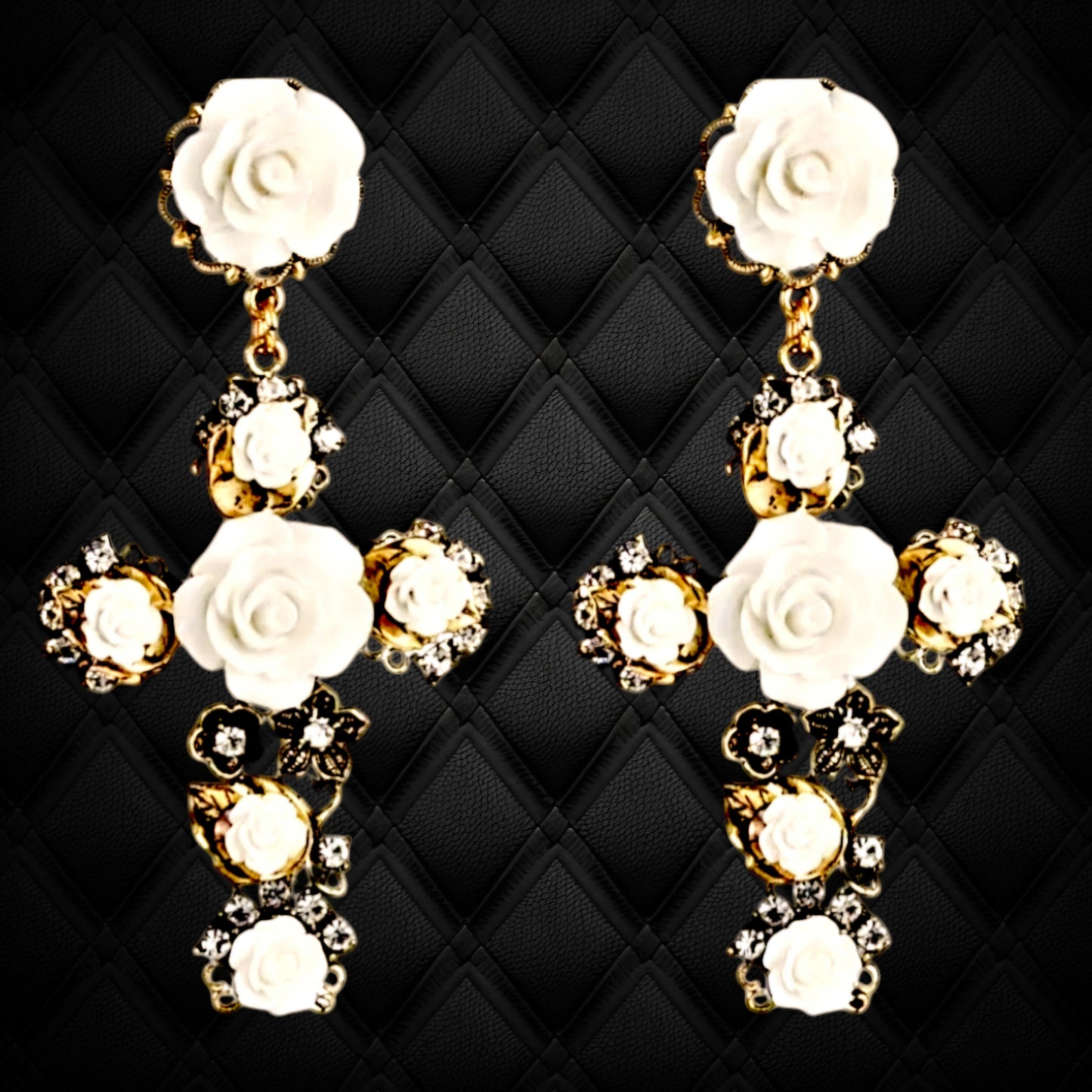 Rose Cross Earrings