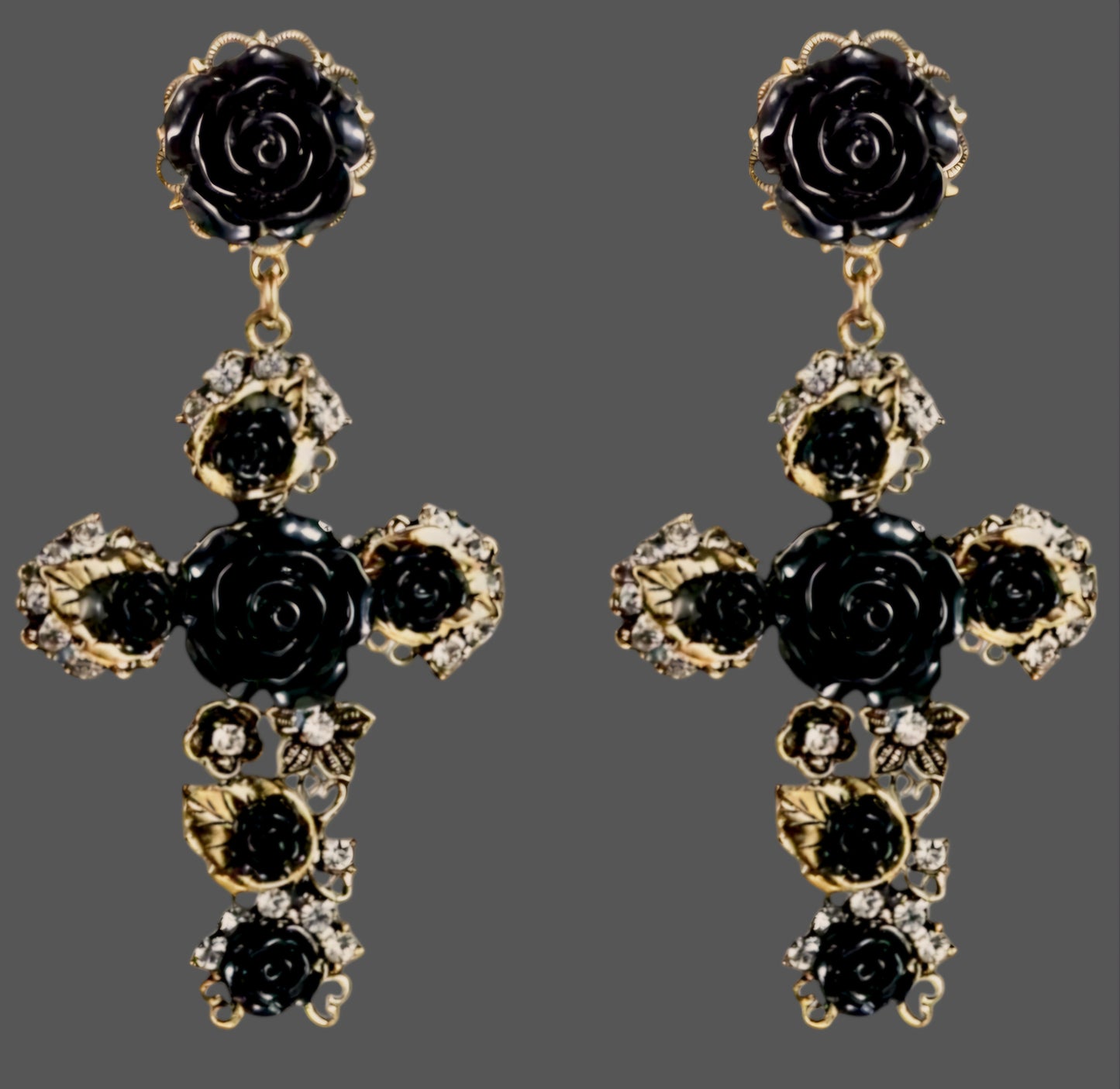 Rose Cross Earrings