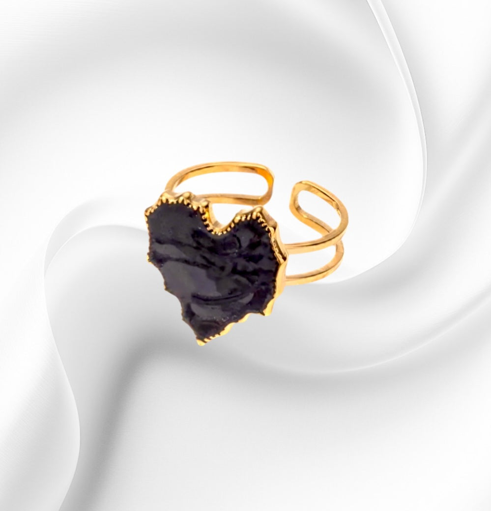 Jagged Black Heart Ring