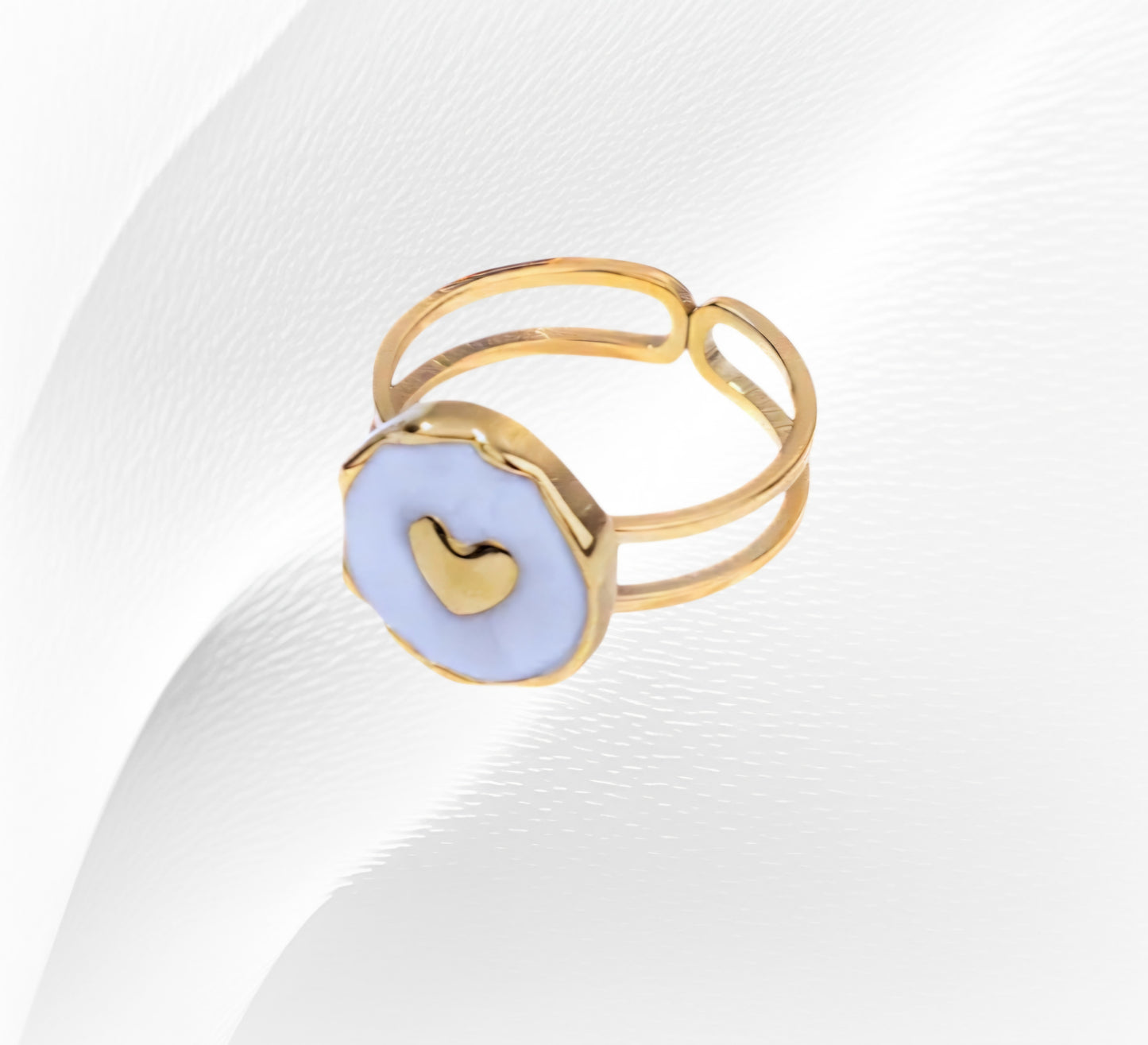 White Mini Heart Ring
