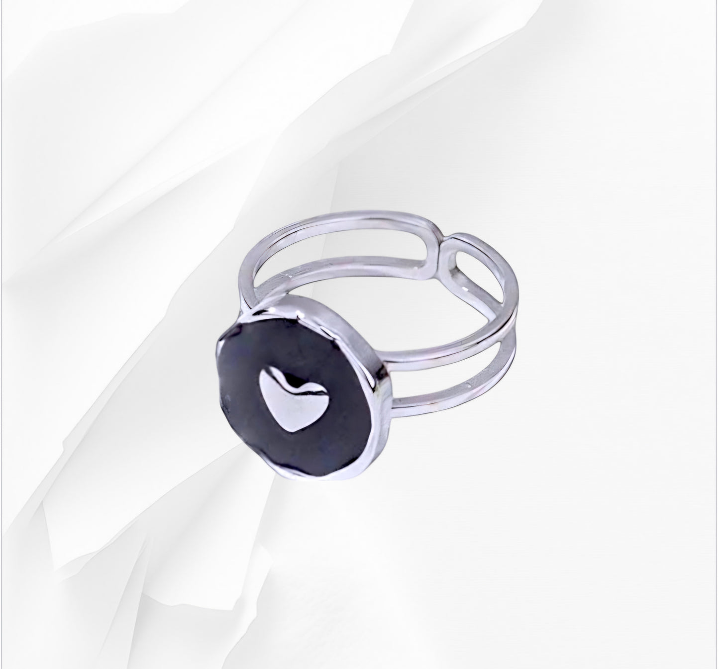 Black Mini Heart Ring