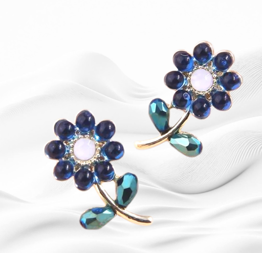 Blue Flower Stud Earrings
