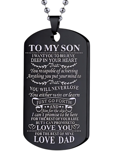 A Father's Promise to Son Dog Tag Necklace