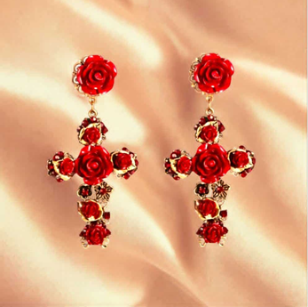 Rose Cross Earrings