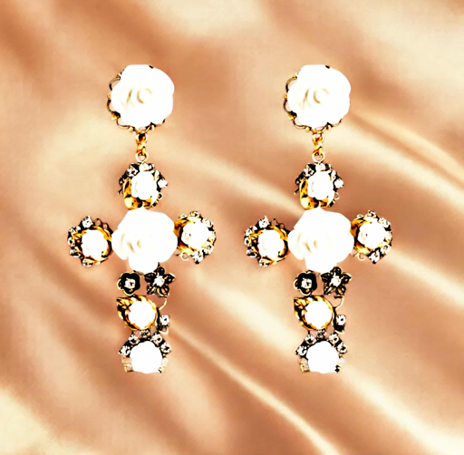 Rose Cross Earrings