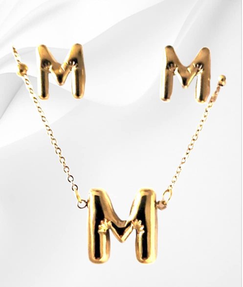 18K Gold Plated Letter Jewelry Sets