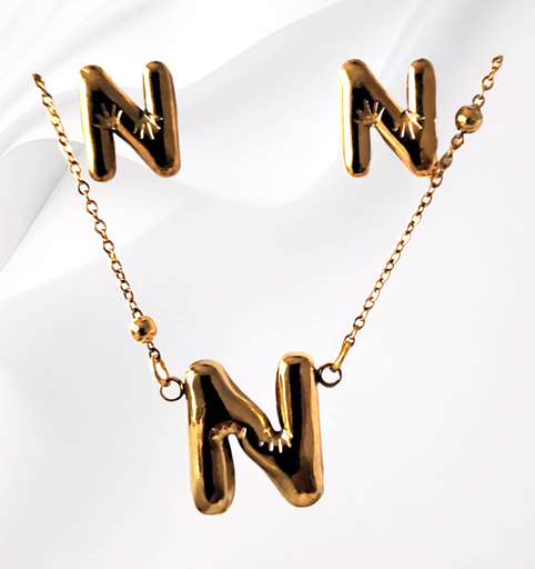 18K Gold Plated Letter Jewelry Sets