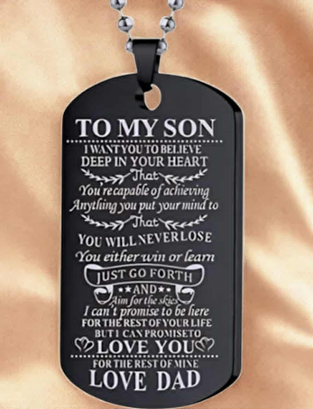 A Father's Promise to Son Dog Tag Necklace