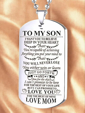 A Mother's Promise to Son Dog Tag Necklace