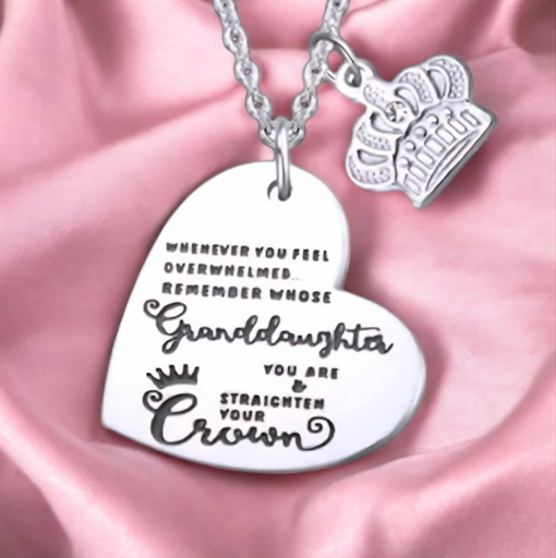 White Gold Granddaughter Heart Necklace