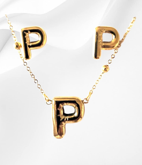 18K Gold Plated Letter Jewelry Sets