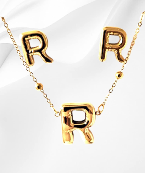 18K Gold Plated Letter Jewelry Sets