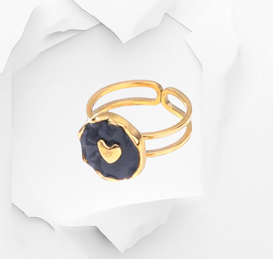 Black Mini Heart Ring
