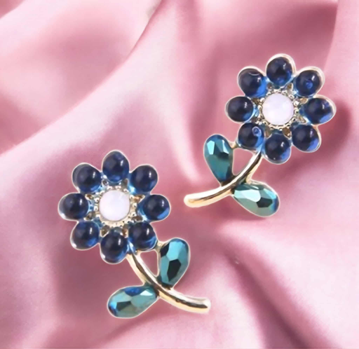Blue Flower Stud Earrings