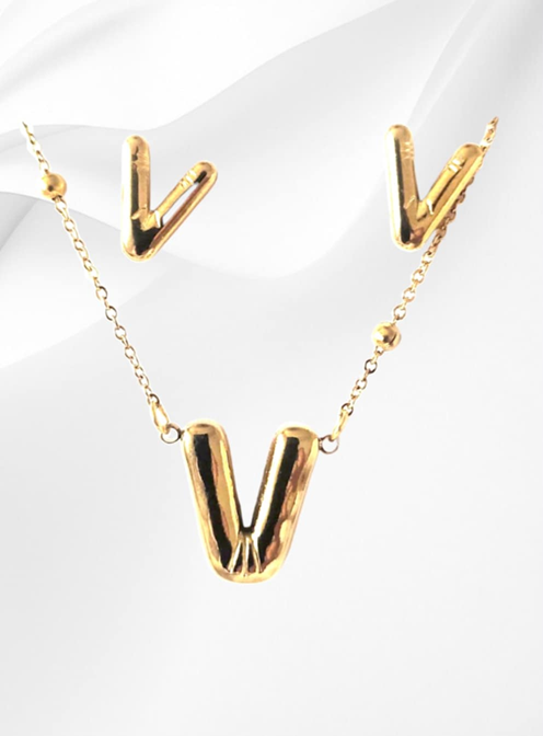 18K Gold Plated Letter Jewelry Sets
