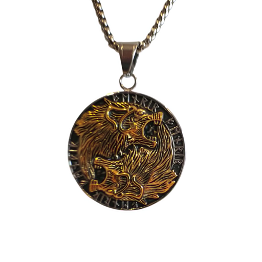 Viking Wolf Medallion Necklace