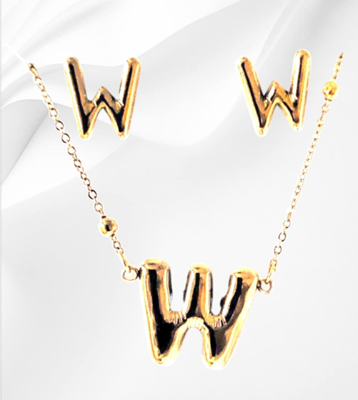 18K Gold Plated Letter Jewelry Sets